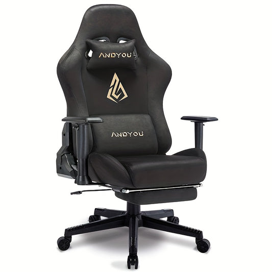 Gamingstoel – Gamestoel – Gaming Chair – Game Stoel – Bureaustoel – Ergonomisch Design – Verstelbare Voetensteun – Kunstleer – Draaiend