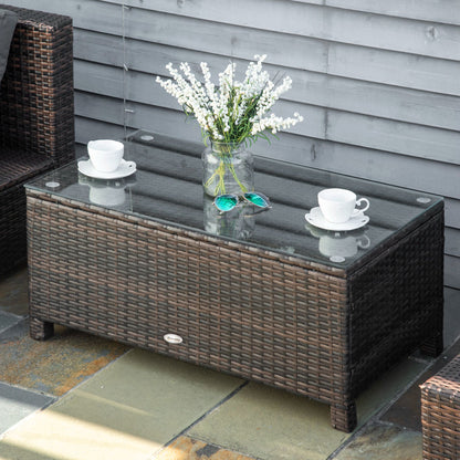 Tuin Bijzettafel – Bijzettafel – Koffietafel – Balkon Tafel – Poly Rattan Tafel – Bruin – 85x50x39 cm – Weerbestendig & Lichtgewicht