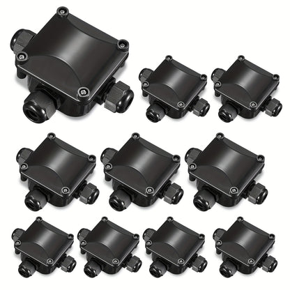 Waterdichte Aansluitdozen – 3-Weg Verbindingsdoos – Kabelverdeeldoos – Buiten Aansluiting – Tuin Aansluitdoos – Set van 10 – Weerbestendig Pc-Kunststof – Compact Formaat