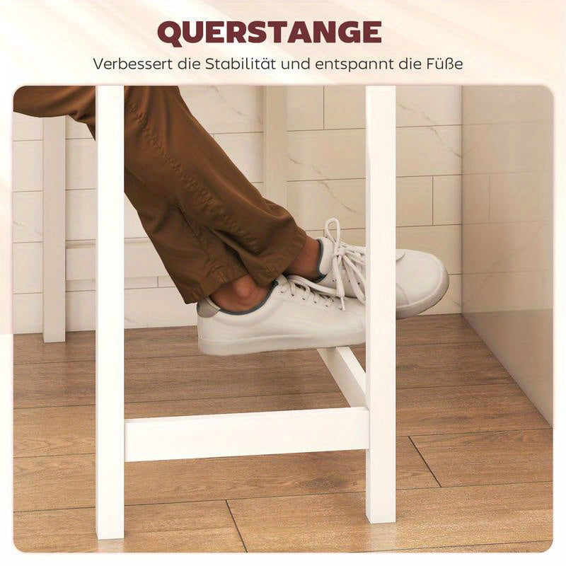 Compact White & Oak Bar Table - Space-Saving A-Frame Design for Small Spaces, Sturdy -Like Surface (Oak Veneer/Metal/Plastic Frame) - /Outdoor Use in Cafes, Restaurants, Bars, Kitchens, Balconies (Seating for