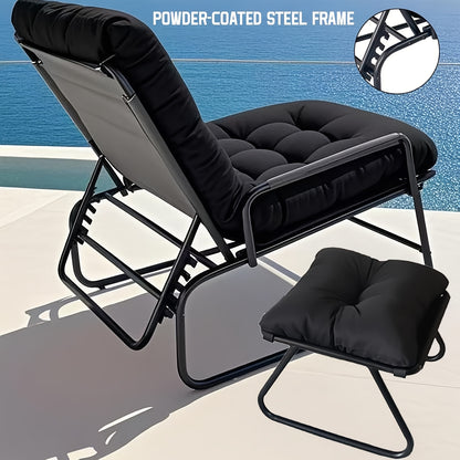 Balkon Loungestoel – Tuinstoel – Ligstoel – Terrasstoel – Loungechair Zwart – Verstelbare Rugleuning 5-Posities – Uitneembare Kussen Met Voetensteun
