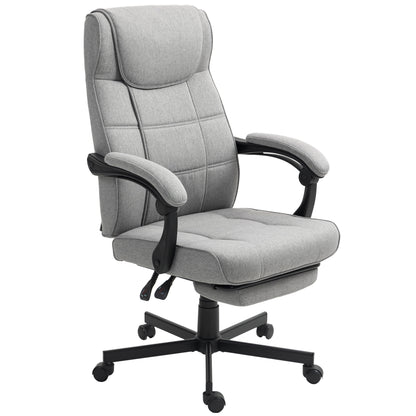 Ergonomic Office Chair with Massage Function, Reclining Boss Chair with Footrest, Gray
