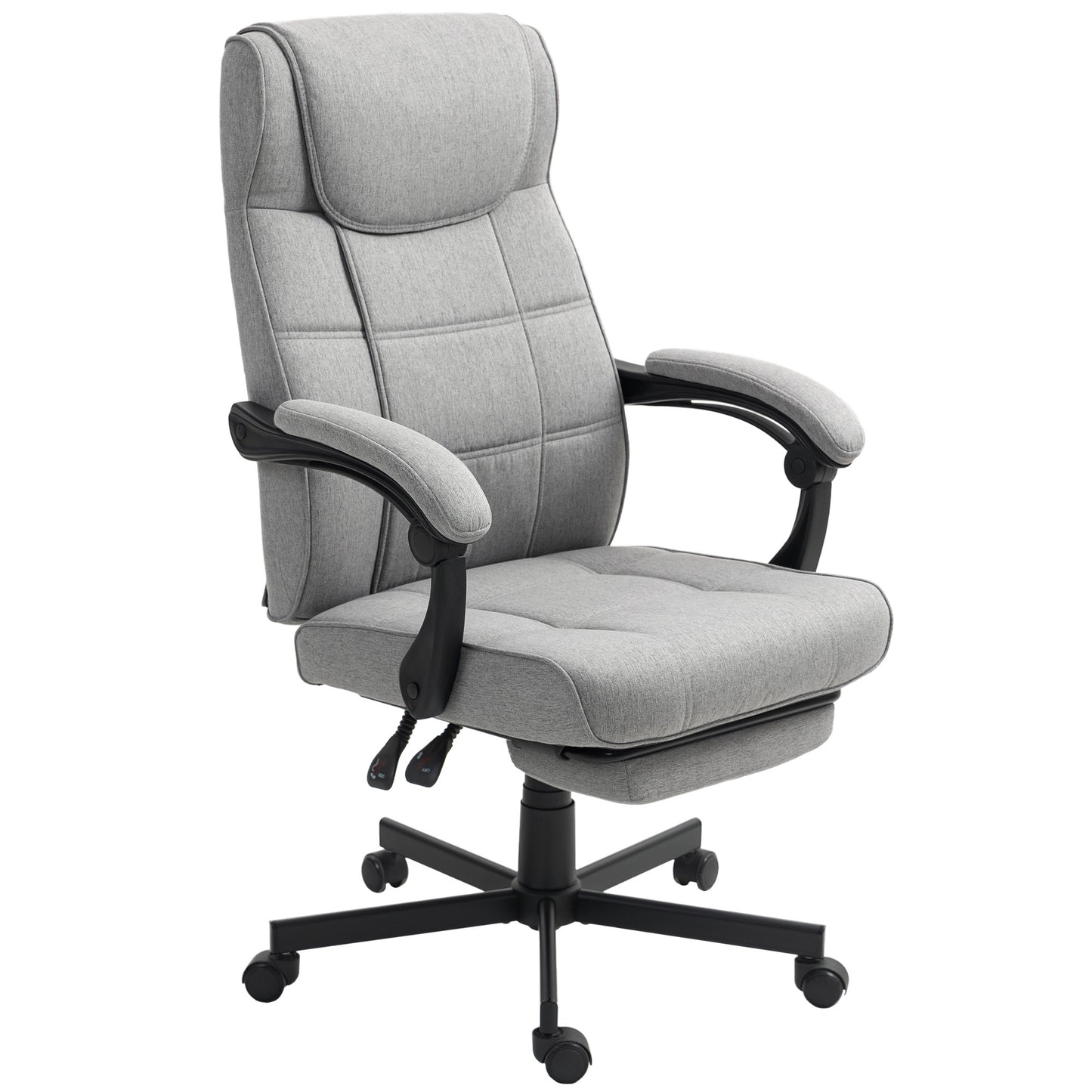 Ergonomische Bureaustoel – Bureaustoel Met Rugsteun – Office Chair – Werkstoel – Bureaustoel Met Massagefunctie – Grijs – Verstelbare Ligfunctie – Uittrekbare Voetensteun