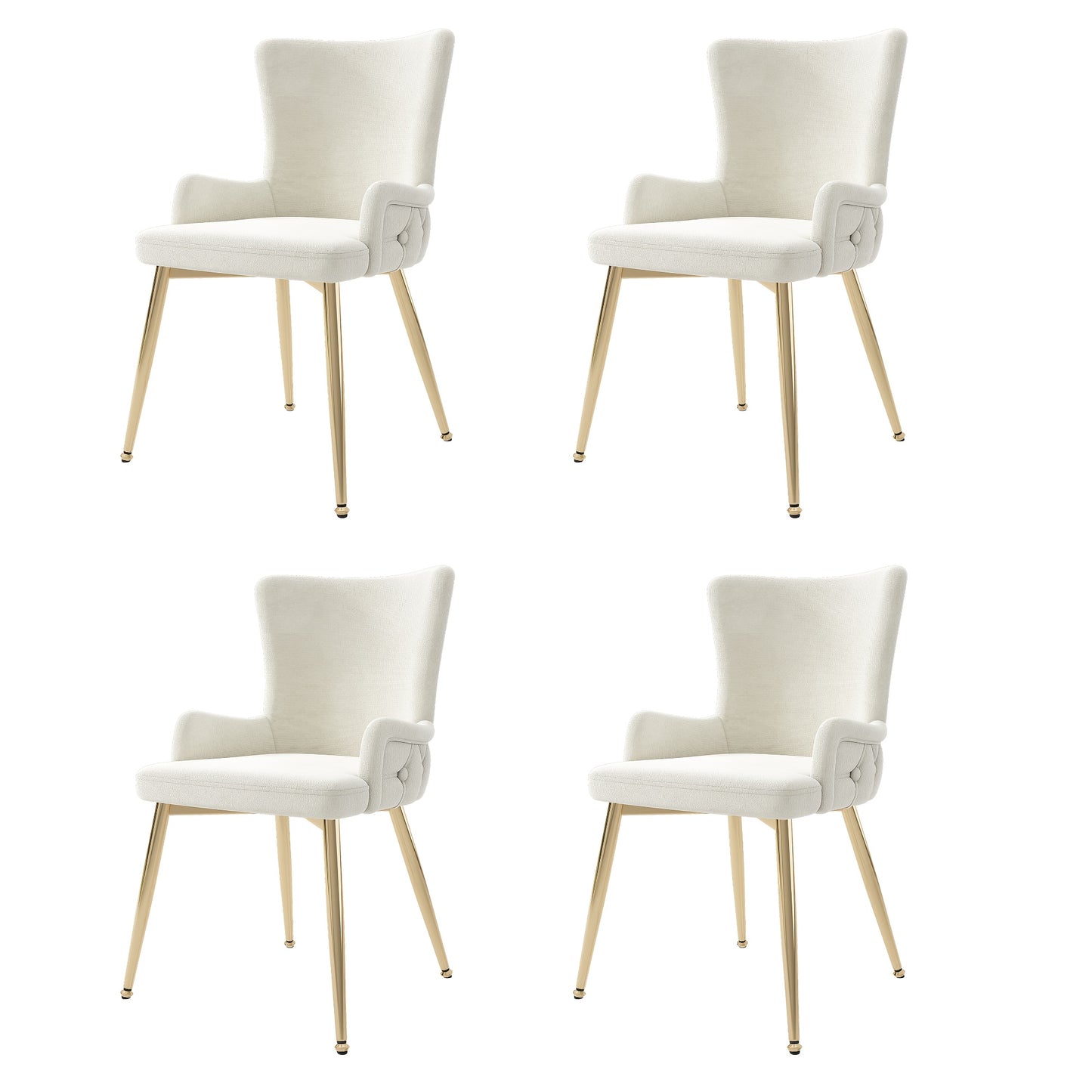 Eetkamerstoel – Stoel – Kuipstoel – Loungestoel – Designstoel – Set Van 4 – Fluwelen Bekleding – Gouden Metalen Poten