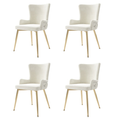 Eetkamerstoel – Stoel – Kuipstoel – Loungestoel – Designstoel – Set Van 4 – Fluwelen Bekleding – Gouden Metalen Poten