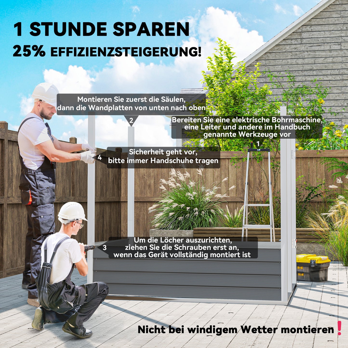 Tuinberging – Tuinschuur – Opbergkast – Buitenberging – Metaalberging – Lichtgrijs – Gegalvaniseerd Staal – Vergrendelbare Deur – Eenvoudige Montage – 142 x 184 x 165/181 cm
