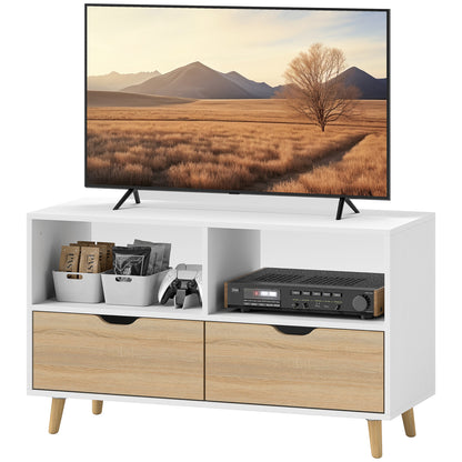 Tv-kast – Tv-meubel – Tv-dressoir – Mediameubel – Wandmeubel – Wit Hout – Compact Formaat – Veel Opbergruimte