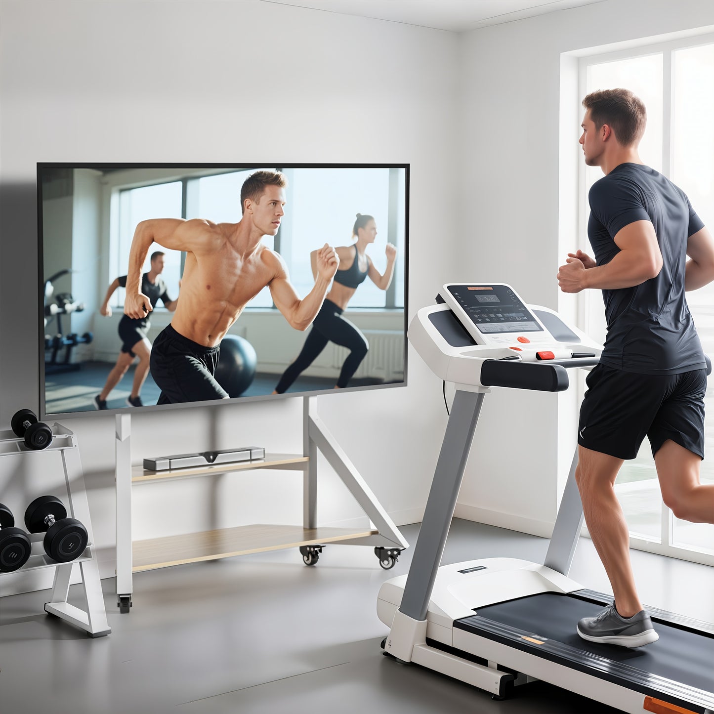 Mobiele Tv-Stand – Tv Meubel Met Wielen – Verplaatsbare Tv-Standard – Platte Scherm Houder – Verrijdbare Tv-Kaart – Voor 65-100 Inch – Verstelbare Hoogte – Stabiel Metaal Frame