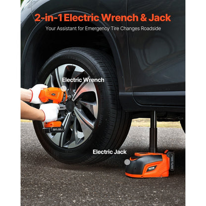Elektrische Krik – Auto Krik – Bandenkrik – Hydraulische Krik – Draagbare Krik – Draadloos Met 5 Ton Hefkracht – 400 Nm Elektrische Moersleutel – Oranje Variant