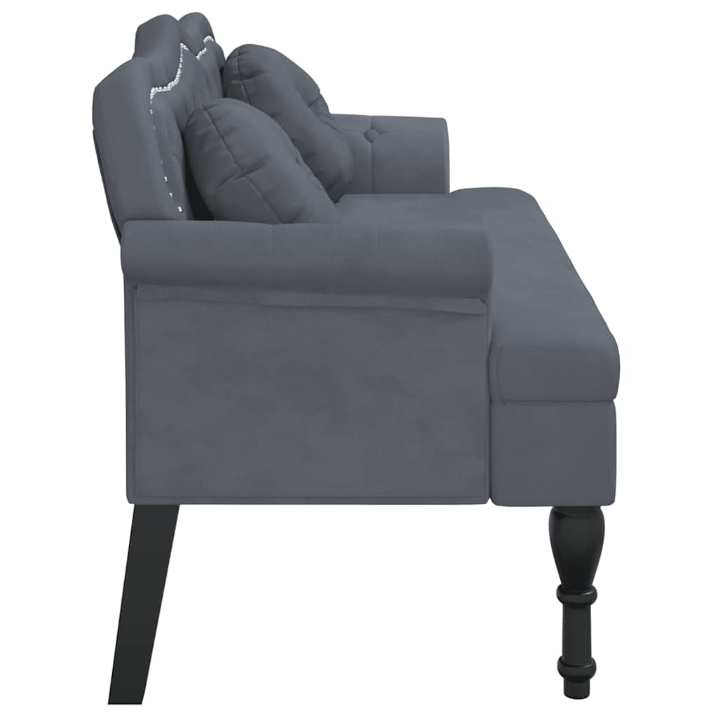 Bank – Sofa – Loveseat – Zithoek – 2-zitsbank – Donkergrijs Fluweel – Comfortabele Dikke Bekleding – Robuuste Houten Pooten