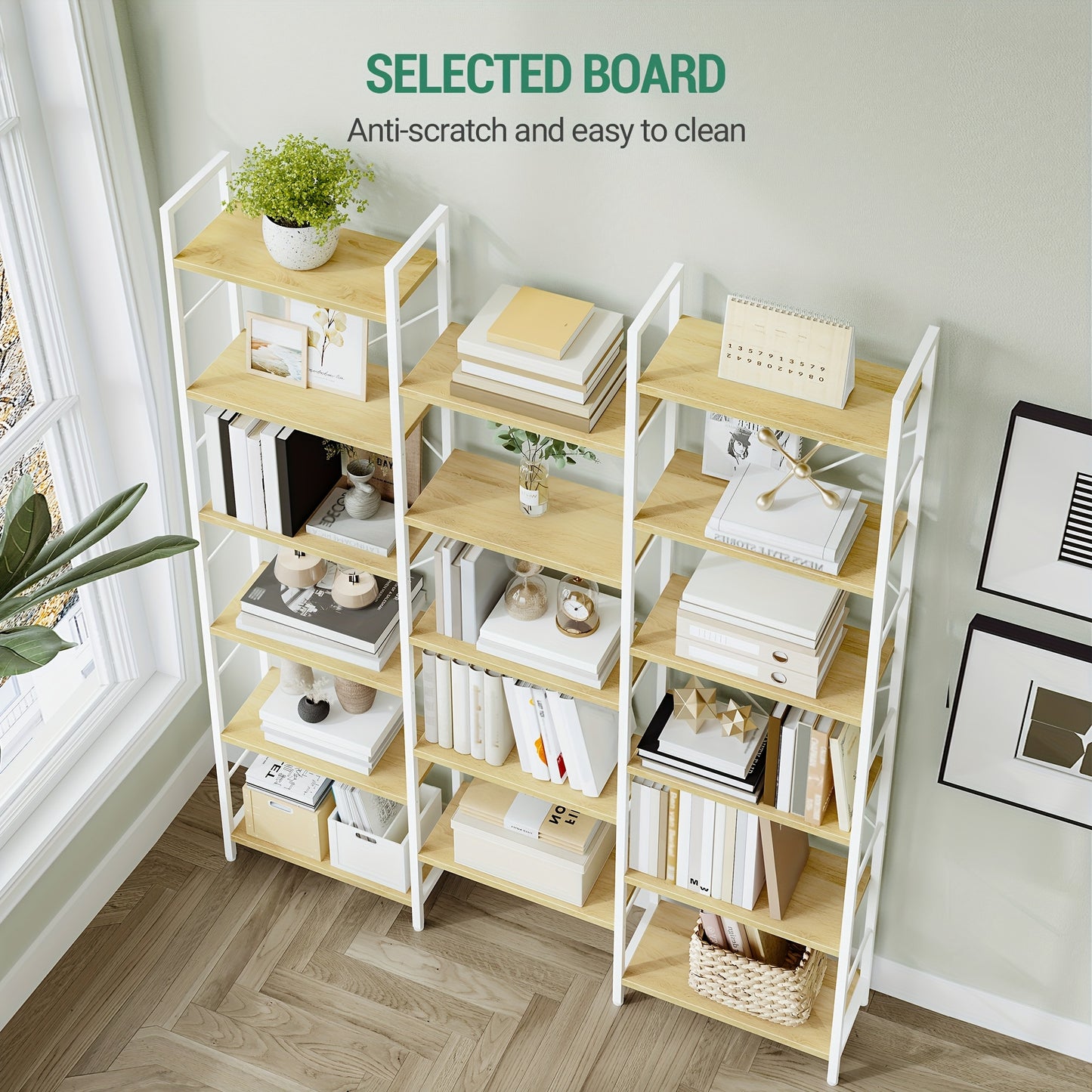 Boekenkast – Staande Plank – Wandrek – Boekenplank – Opbergkast – 17 Planken – Verstelbare Hoogte – 24x152x186 cm – Draagvermogen 340 kg - Witte Eikenkleur