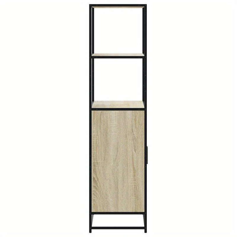 High cabinet 68x35x139cm crafted wood and metal black, Bedroom Furniture, Office Storage, Stylish Organizer, Sleek Design, Engineered Wood, Spacious Organizer, Tall Cabinet, Interior Decorators, Small Space Solutions