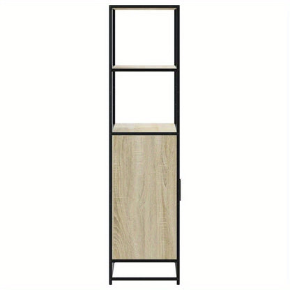 High cabinet 68x35x139cm crafted wood and metal black, Bedroom Furniture, Office Storage, Stylish Organizer, Sleek Design, Engineered Wood, Spacious Organizer, Tall Cabinet, Interior Decorators, Small Space Solutions