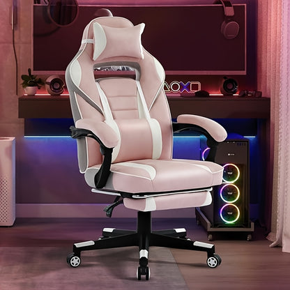 Big and Tall Gaming Chair with Footrest, Ergonomic Computer Chair with Headrest and Lumbar Support, High Back Adjustable Video Game Chairs, Recline Gaming Chair for Office