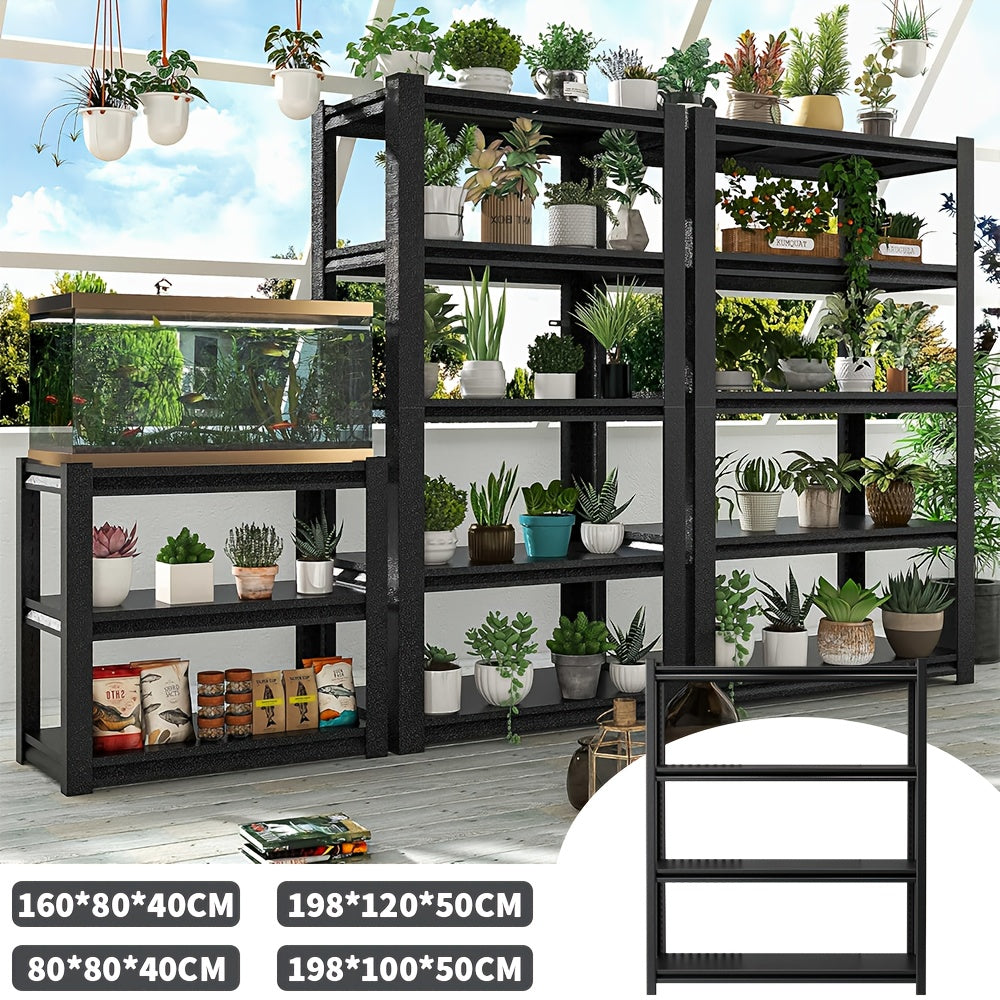 Verstelbaar Metalen Opbergrek – 5/4/3-laags Vrijstaand Opslagrek met Stevig Frame en Veilig Verstijvingsontwerp – Geschikt voor Keuken, Garage, Balkon – Draagt 250/200/150 kg
