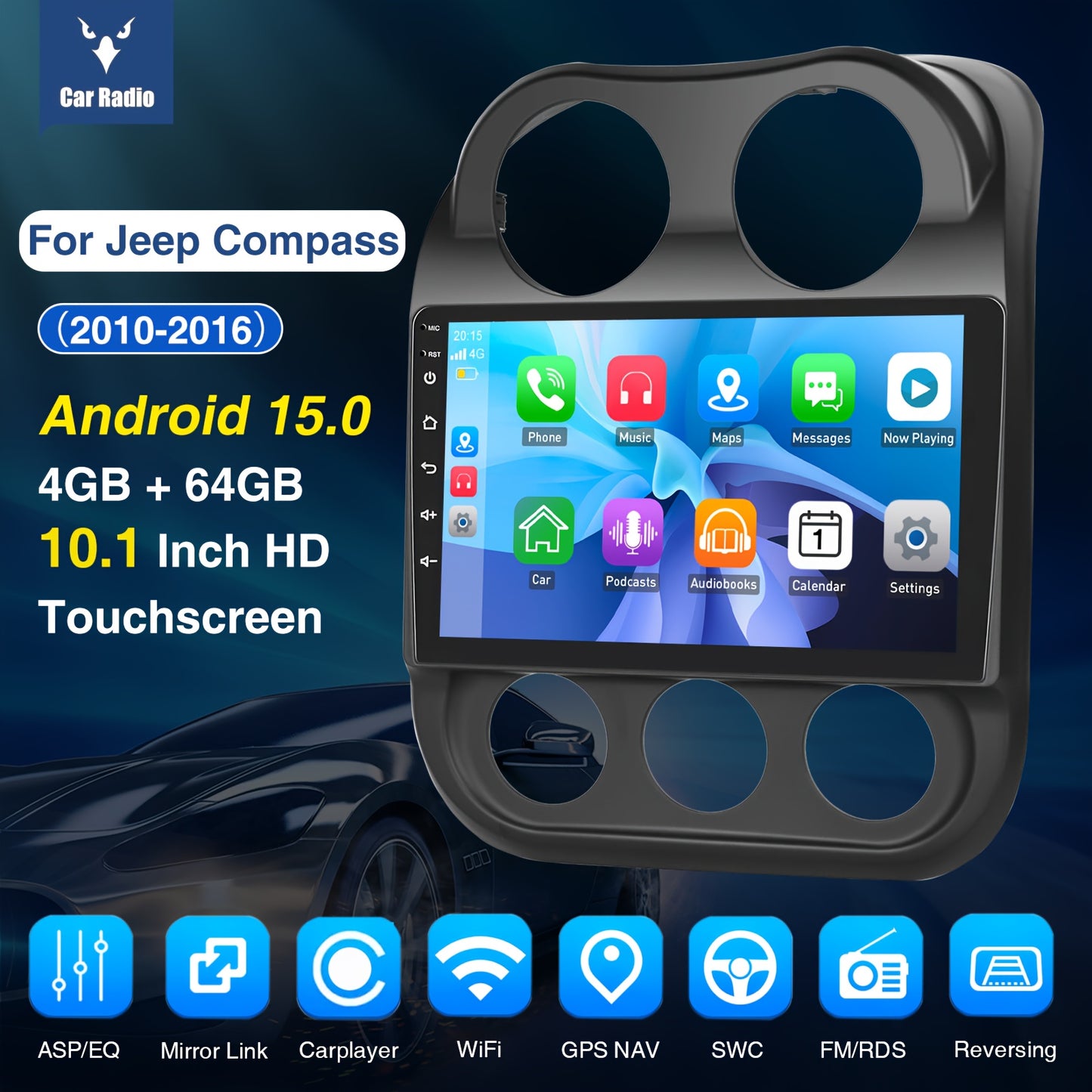 Android Autoradio – Car Stereo – Multimedia Systeem – Auto Radio – In-Car Entertainment – Android 15.0 Met AHD Camera – 10,1 Inch IPS Scherm – 4GB RAM 64GB Opslag