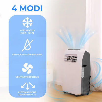 Mobiele airco – Draagbare airconditioner – Verkoeler – Ontvochtiger – Ventilator – 12.000 BTU – Stil en Compact ontwerp
