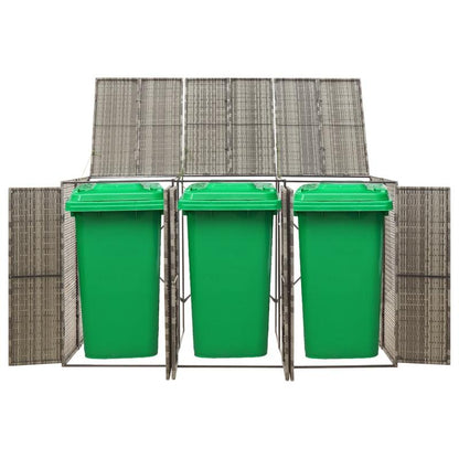 Afvalbak Buiten – Buitenprullenbak – Afvalton – Vuilnisbak – Afvalemmer – 3 Ton Capaciteit – Weerbestendig PE-Rattan & Staal – 207x80x117 cm