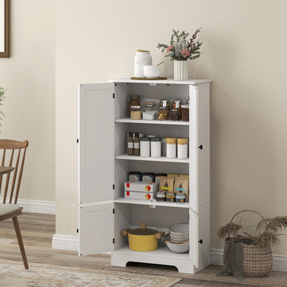 HOMCOM Kitchen Armoire Buffet Cabinet with Adjustable Shelves And Cupboards for Dining Room, Living Room, 58.2 X 30 X 123 Cm, White