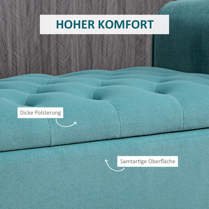 Bankje – Zitbank – Opbergbank – Halbank – Vintage Design – Fluweelachtige Afwerking – Groene Kleur – Ruime Opbergruimte