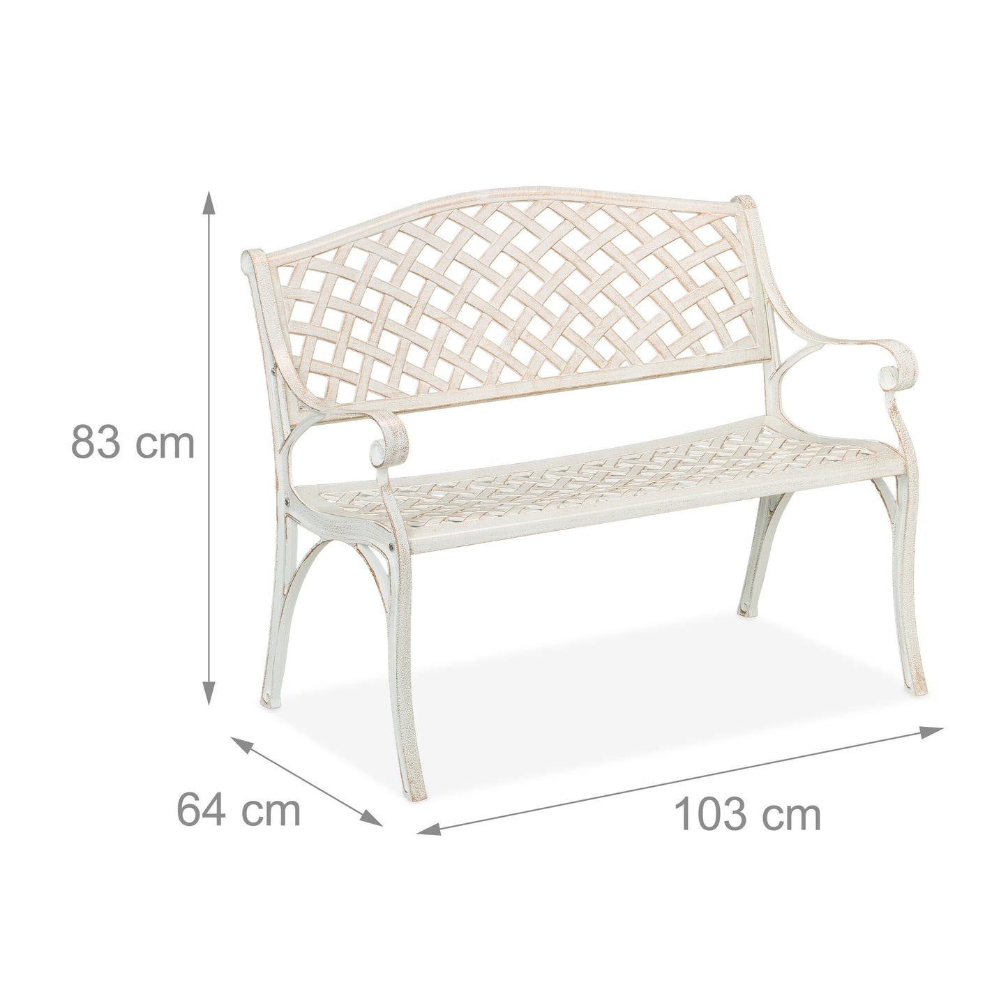 Tuinbank – Buitenbank – Balkonbank – Terrasbank – Zweisitsbank – Vintage Rozen Decor – Weerbestendig Aluminium – 111,5x84x56 cm