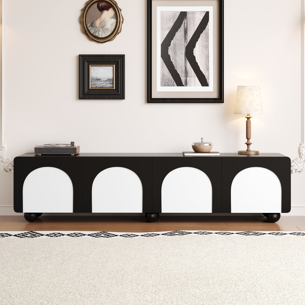TV Cabinet | Black and White Color Scheme, Modern Minimalist Design with Striking Contrast, Lightweight and Space-Saving, Ideal for Living Rooms, Bedrooms, Compact Flats, Metal Material