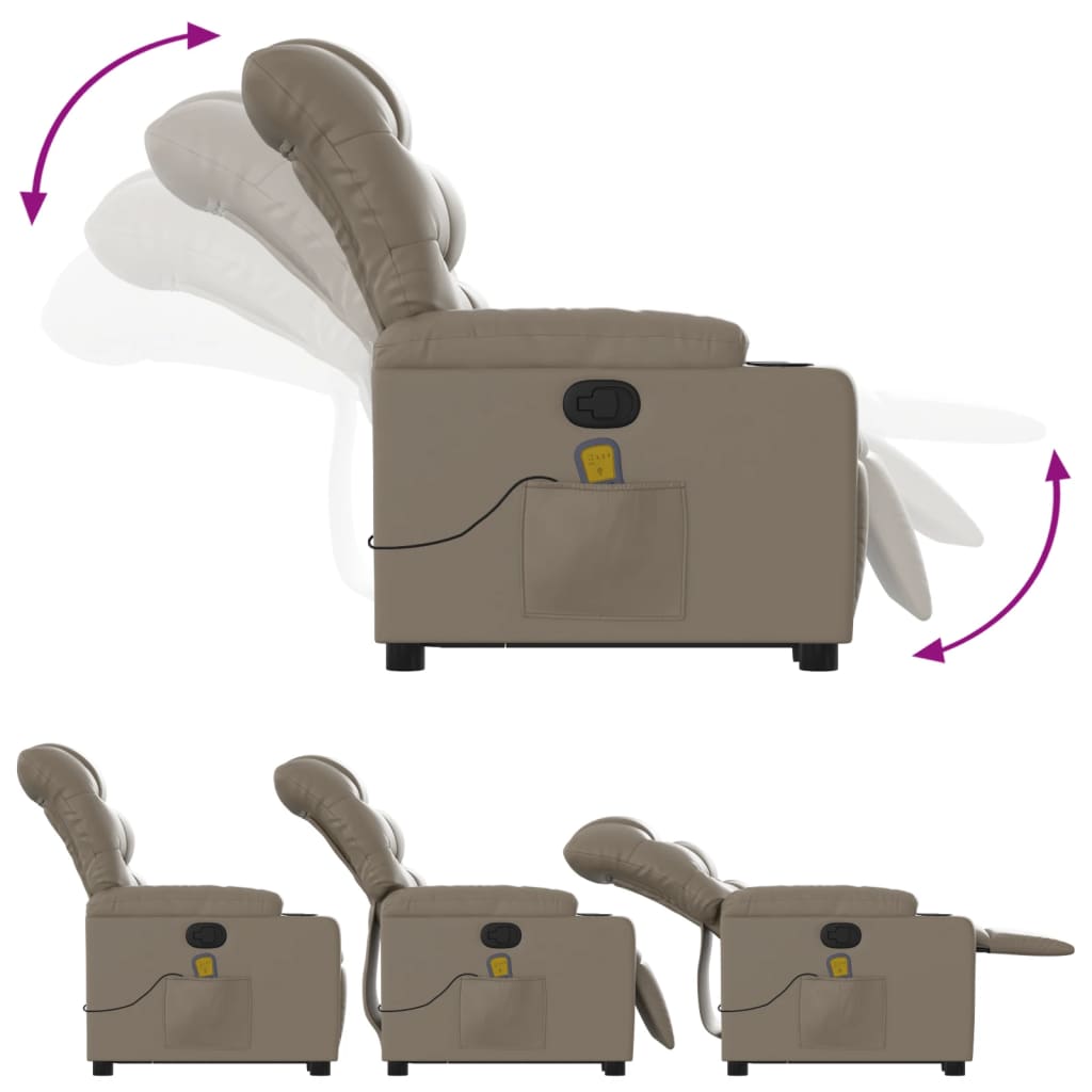 Sta-op Stoel Elektrisch – Relaxfauteuil – Verstelbare Fauteuil – Elektrische Verstelling – Sta Op Fauteuil – Trilmassage – Kunstleer Cappuccino