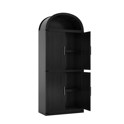 Boekenkast Met Deuren – Boogvormige Boekenkast – Opbergkast – Wandkast – Kastenrek – Hoogte 180 Cm – Stevige Houten Constructie