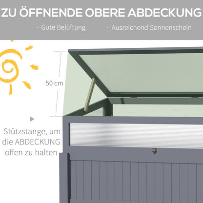 Raised Bed with Cold Frame 2-in-1 Greenhouse & Tomato House - All-in-One Vegetable/Herb Planter with Adjustable Height, Durable Polycarbonate Panels, Ventilation System-like Sides for Balcony, Terrace, Garden (Gray, 120x54x11