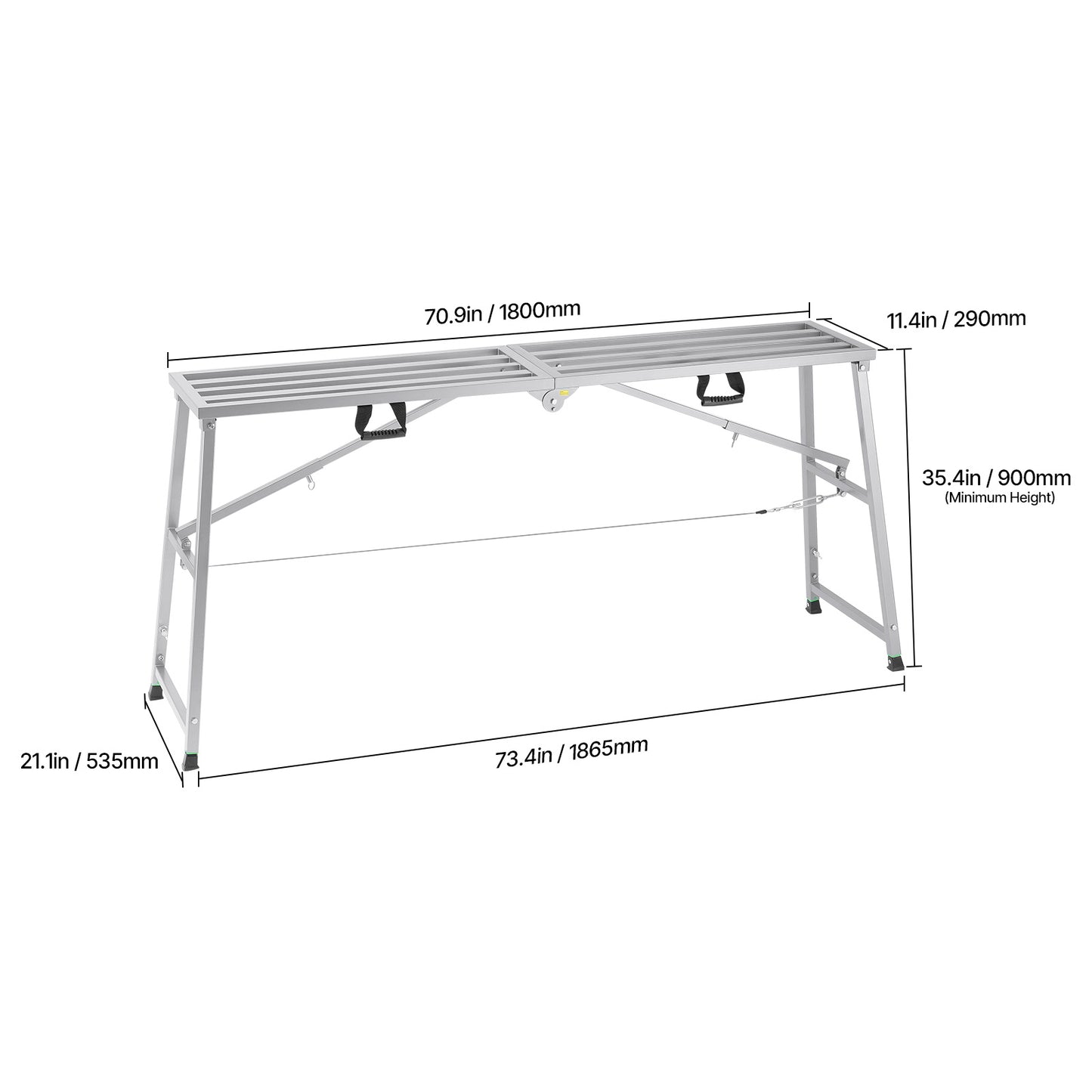 Werksteiger – Steiger – Bordes – Plateau – Werkplatform – Verstelbare Hoogte 90-150 cm – Draagvermogen 400 kg – Lichtgewicht Verzinkt Staal
