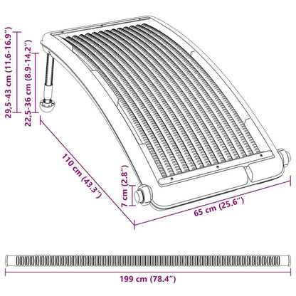 Zonne-energie Verwarmingspanelen Zwembad – Solar Panelen – Zwembadverwarming – Zonnecollector – Zwembad Solar Verwarming – 110 x 65 cm – Weerbestendig Met Verstelbare Poten