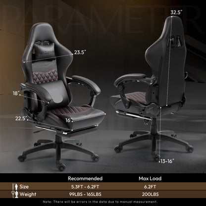 Ergonomische Bureaustoel – Gamingstoel – Bureaustoel Met Wieltjes – Draaibare Stoel – Verstelbare Zithoogte – Kunstleer – Retro Race Design