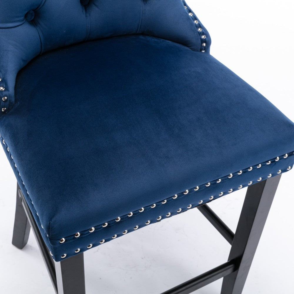 Barstoel – Barkruk – Barstoel Kruk – Barkrukken Set – Barstoelen – Velvet Bekleding – Houten Frame – Set van 2 – Luxe Comfort – Verstelbare Voetdopjes