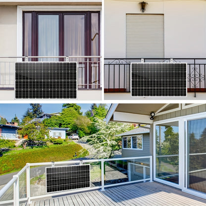 Balkonbeugel voor Zonnepanelen – Zonnepaneelhouder – Balkonhouder – Solar Montageset – Verstelbare Beugel 114 cm – Met Ronde Balkonhaken – 0° tot 90° Verstelbare Hoek – Weerbestendig Metaal
