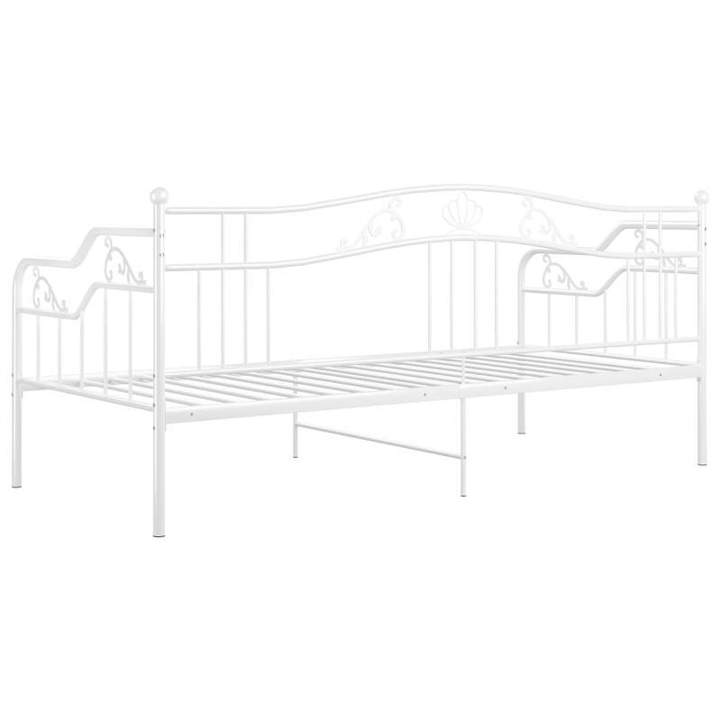 Metalen Bedframe – Bedframe – Sofa Bed – Slaapbank – Gastenkamer Bed – Wit – 90x200 cm – Inklapbaar & Duurzaam – Houten Latten Ondersteuning