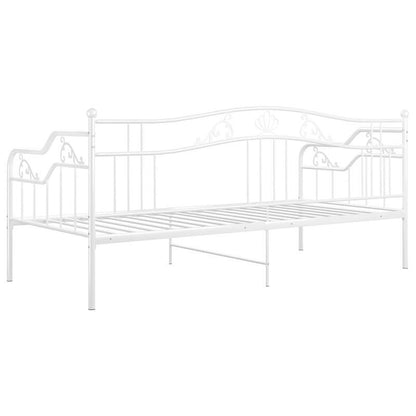 Metalen Bedframe – Bedframe – Sofa Bed – Slaapbank – Gastenkamer Bed – Wit – 90x200 cm – Inklapbaar & Duurzaam – Houten Latten Ondersteuning