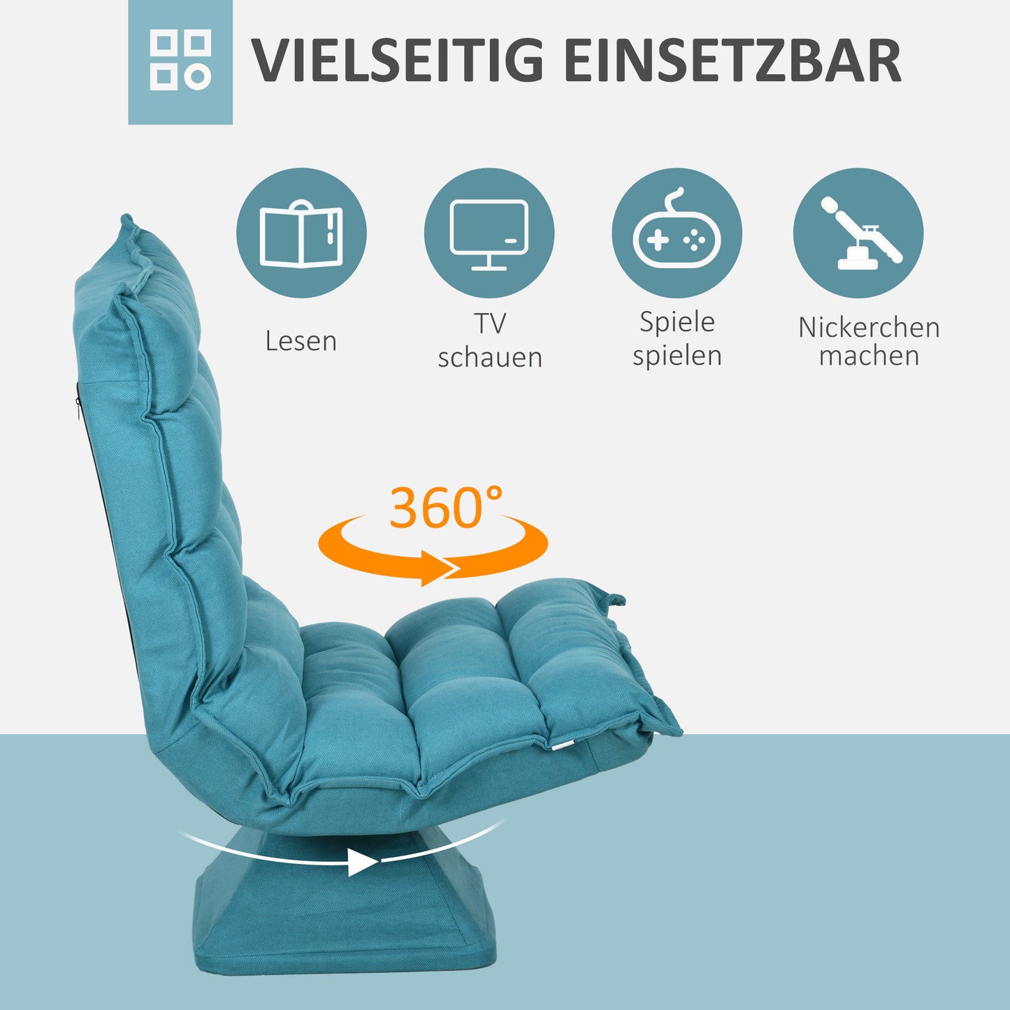 Relaxfauteuil – Relaxstoel – Leesstoel – Draaifauteuil – Fauteuil – Fluwelen Bekleding – 360 Graden Draaibaar – Compact Formaat – Blauw