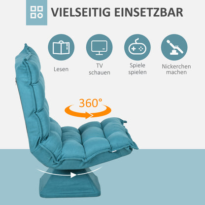 Relaxfauteuil – Relaxstoel – Leesstoel – Draaifauteuil – Fauteuil – Fluwelen Bekleding – 360 Graden Draaibaar – Compact Formaat – Blauw