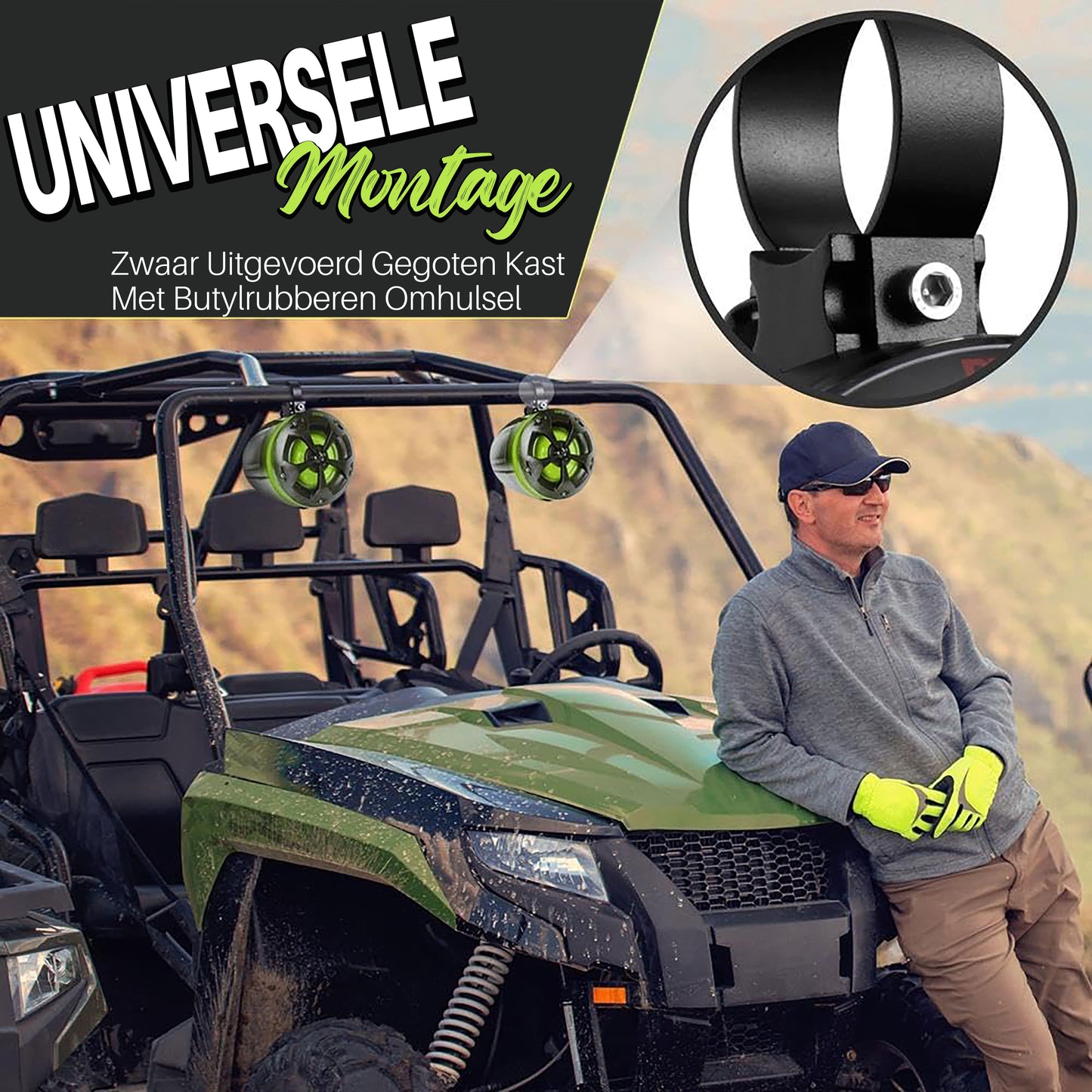 Off-Road Speakers – Mud Speakers – Waterproof Speakers – Marine Speakers – Outdoor Audio Speakers – 800W Krachtige Output – Inclusief LED Verlichting en Afstandsbediening