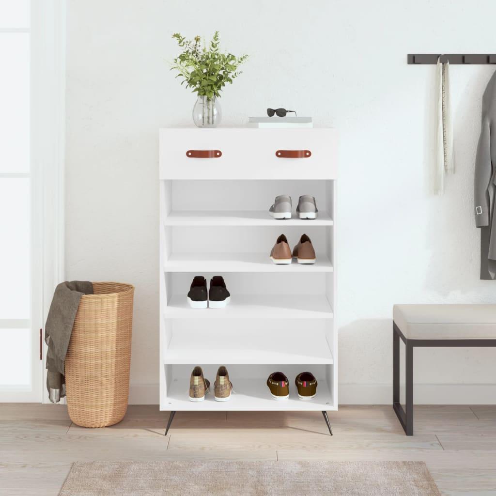 Schoenenkast – Schoenopberger – Schoenrek – Schoenmeubel – Schoenendoos – Wit – 60x35x105 cm – Gemaakt van Stabiel MDF