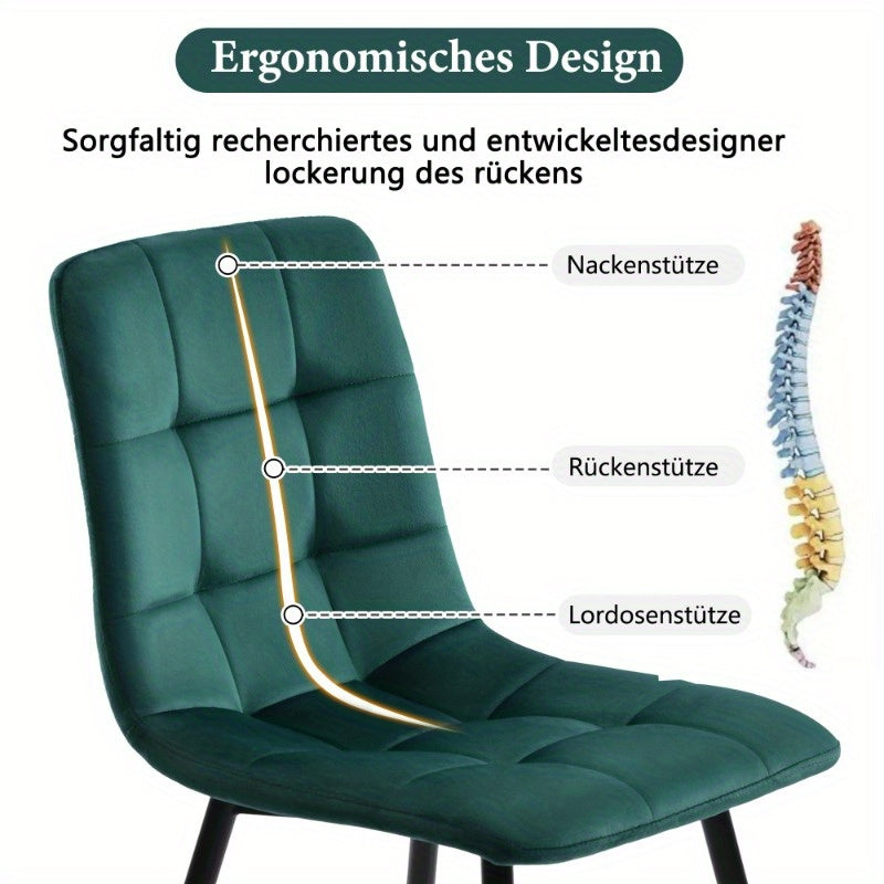 Eetkamerstoel – Stoel – Zithoekstoel – Keukenstoel – Design Stoel – Donkergroene Fluwelen Bekleding – Metalen Frame – Comfortabel En Stevig – Set Van 4