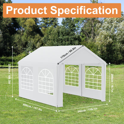 Party Tent Garden Pavilion Foldable Tent Camping Tent with Side Panels and Windows for Party, Market Stall, and Outdoor Camping (3x4m/3x6m)