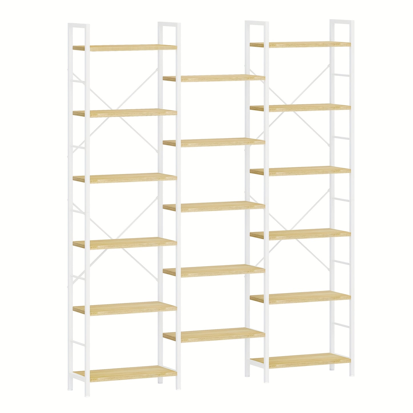 Boekenkast – Vakkenkast – Opbergkast – Boekplank – Wandkast – Vrijstaand – 17 Planken – Verstelbare Plankhoogte – Wit Eikenhout – Draagkracht 340 Kg – 24x152x186 cm