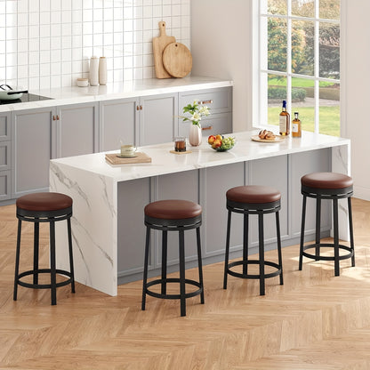 Barstoel – Barkruk – Barstoel Kruk – Barstoel Stoel – Barkrukken Set – Draaibaar 360° – Met Voetensteun – Rugloos – Hoogte 65 cm – Met Metaal & Kunststof – Eenvoudig Schoon Te Maken