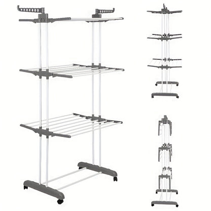 Wasrek – Droogrek – Droogtoren – Waslijn – Washanger – Extra Lang 170 cm – Stevig Metaal Met Wieltjes Met Rem
