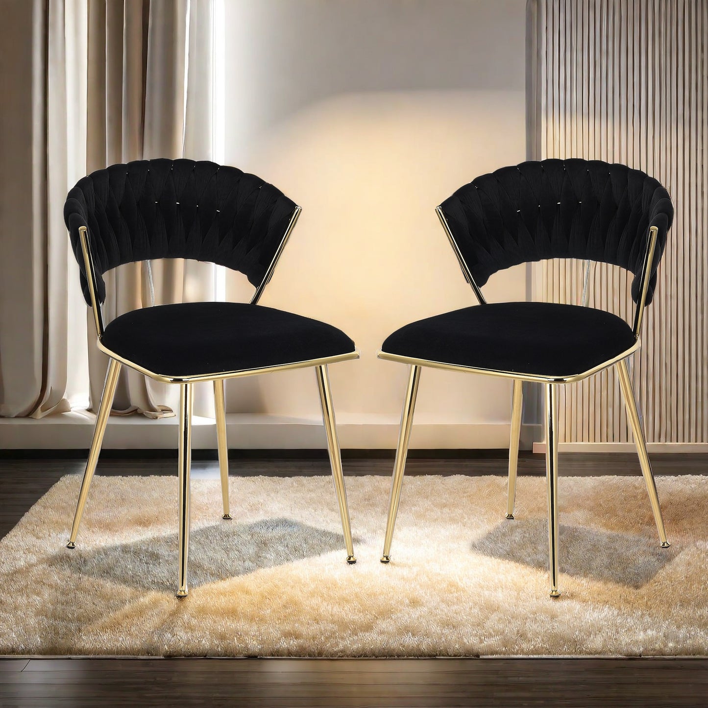 Eetkamerstoel – Eettafelstoel – Keukenstoel – Kuipstoel – Stoel – Fluwelen Bekleding – Gouden Metalen Poten – Ergonomisch Design