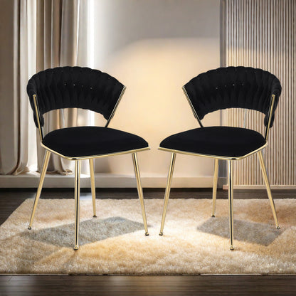 Eetkamerstoel – Eettafelstoel – Keukenstoel – Kuipstoel – Stoel – Fluwelen Bekleding – Gouden Metalen Poten – Ergonomisch Design