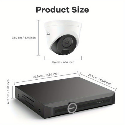 Beveiligingscamera Set – CCTV Camera’s – Toezicht Kamera – Video Bewaking – Veiligheidssysteem – 4x 5MP PoE Camera’s – 6MP NVR Met Audio – Mens- en Voertuigdetectie – Nachtzicht Tot 30 Meter – Zonder Harde Schijf