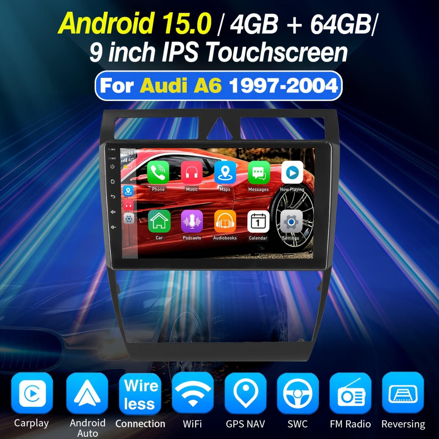 Multimedia Android Head Unit – Autoradio – 2-DIN Speler – GPS Navigatie – Handsfree Systeem – Met 9 Inch IPS Touchscreen – Inclusief 12LED Achteruitrijcamera & Microfoon