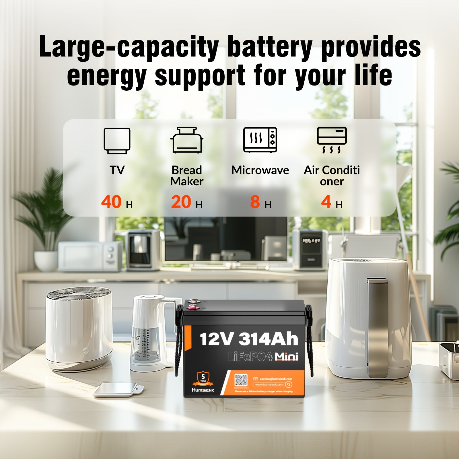 Li-ion Accu – Lithium Accu – LiFePO4 Accu – Oplaadbare Accu – 12V 314Ah Mini – 15.000+ Laadcycli – ABS Behuizing - QUORE